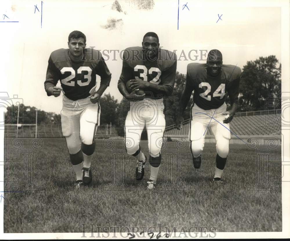 1967 Press Photo Miami University Football Players Jim Shaw, Don Wade, Al Moore - Historic Images