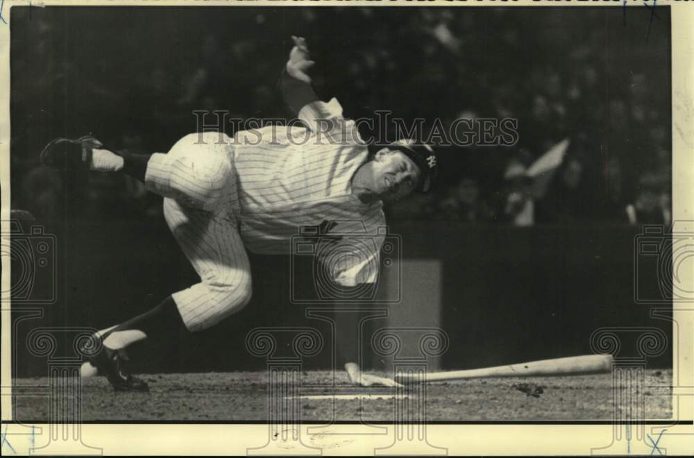 1972 Press Photo Baseball-New York Yankees Mel Stottlyemyre hit by fastball - Historic Images