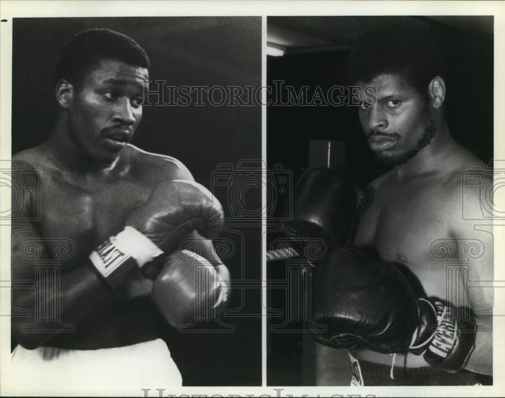 1982 Press Photo Heavyweight Boxers Leon Spinks, Tim Witherspoon Fight Scheduled- Historic Images