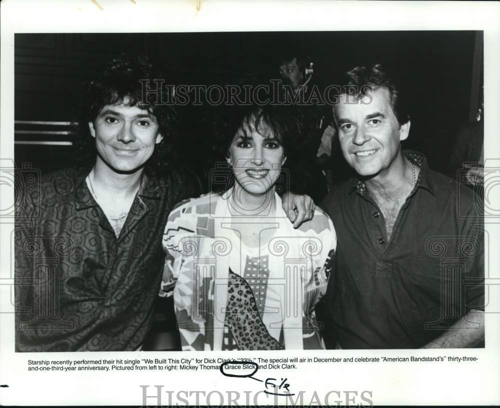 1986 Press Photo Grace Slick and stars of American Bandstand&#39;s anniversary. - Historic Images