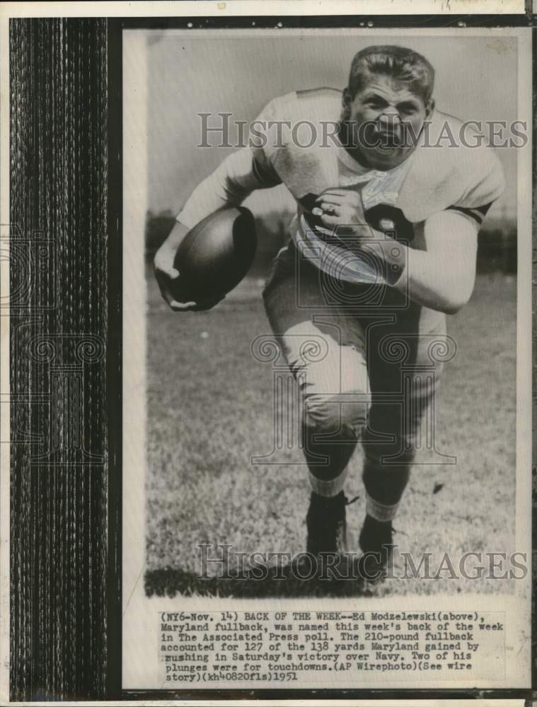 1951 Press Photo Ed Modzelewski named AP&#39;s football Back of the Week. - Historic Images