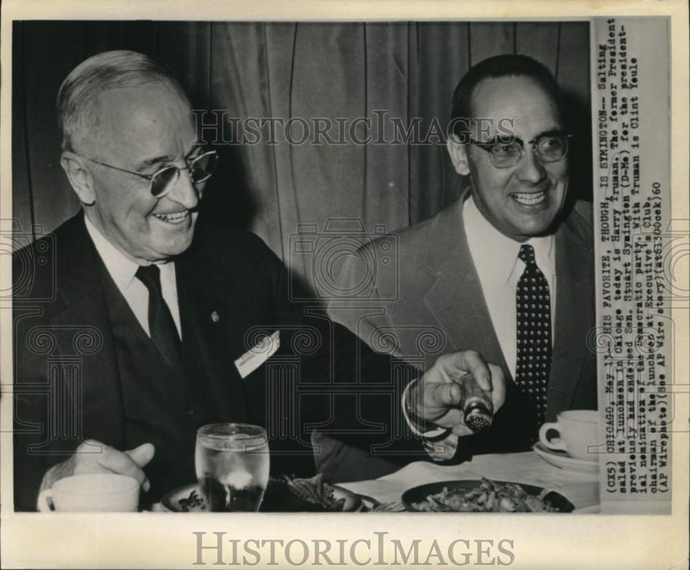 1960 Press Photo Harry Truman and Stuart Symington attend Chicago luncheon.- Historic Images