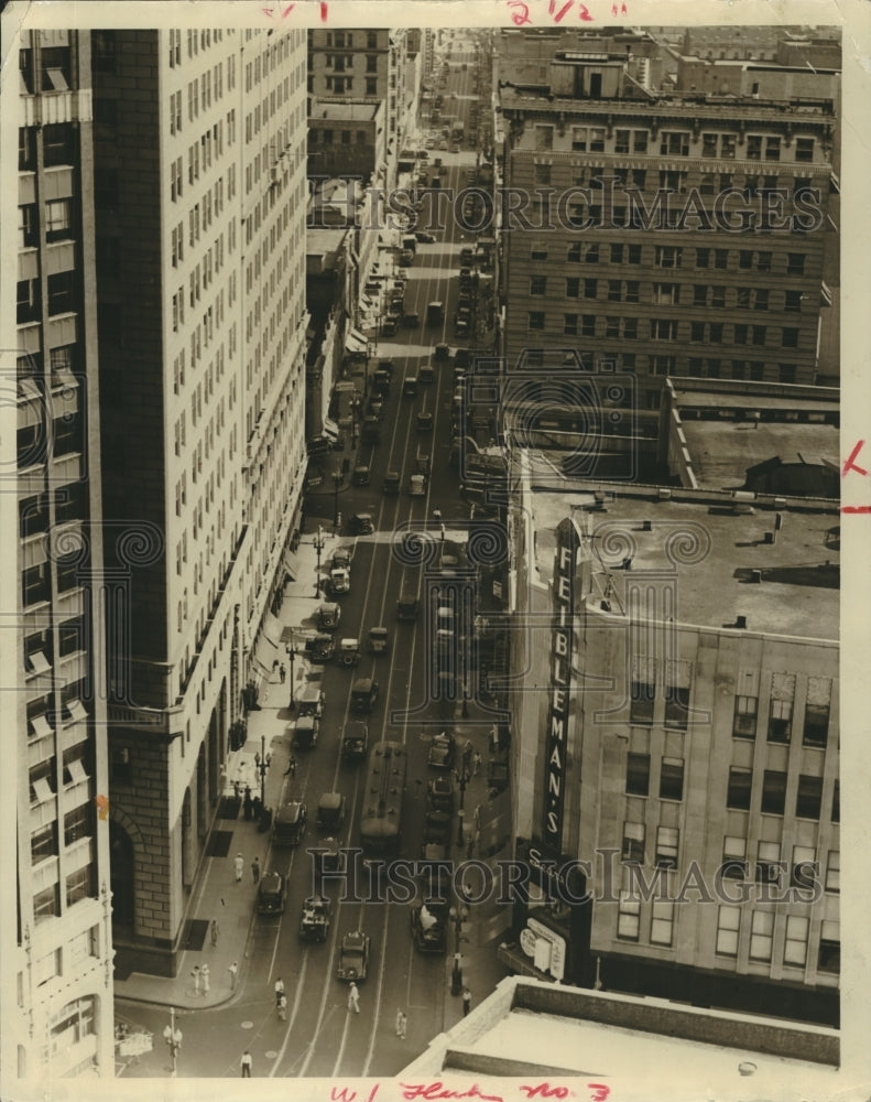 1936 Press Photo Aerial View, Baronne Street, before Electric Light Installation - Historic Images