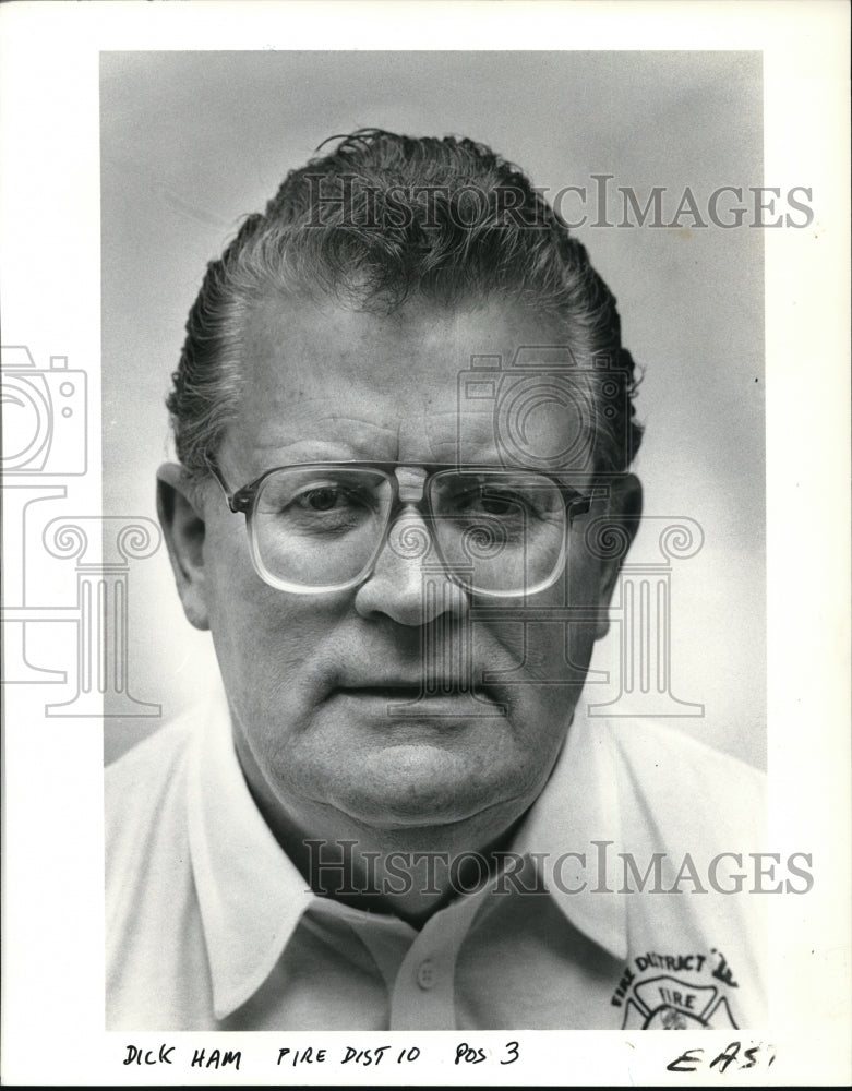 1985 Press Photo Richard H. Ham, Fire District 10 Chief - ora35054 - Historic Images