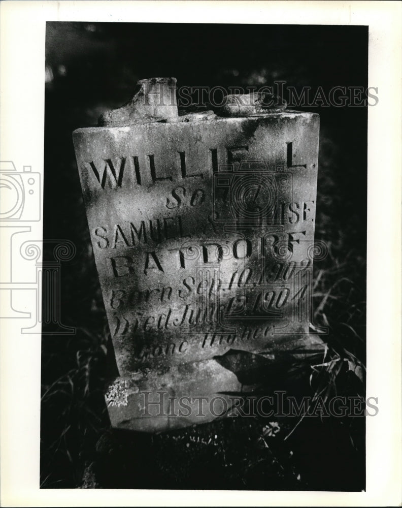 1980 Press Photo Cemetery Marker Conrad Schroeder Gravestone - ora39319 - Historic Images