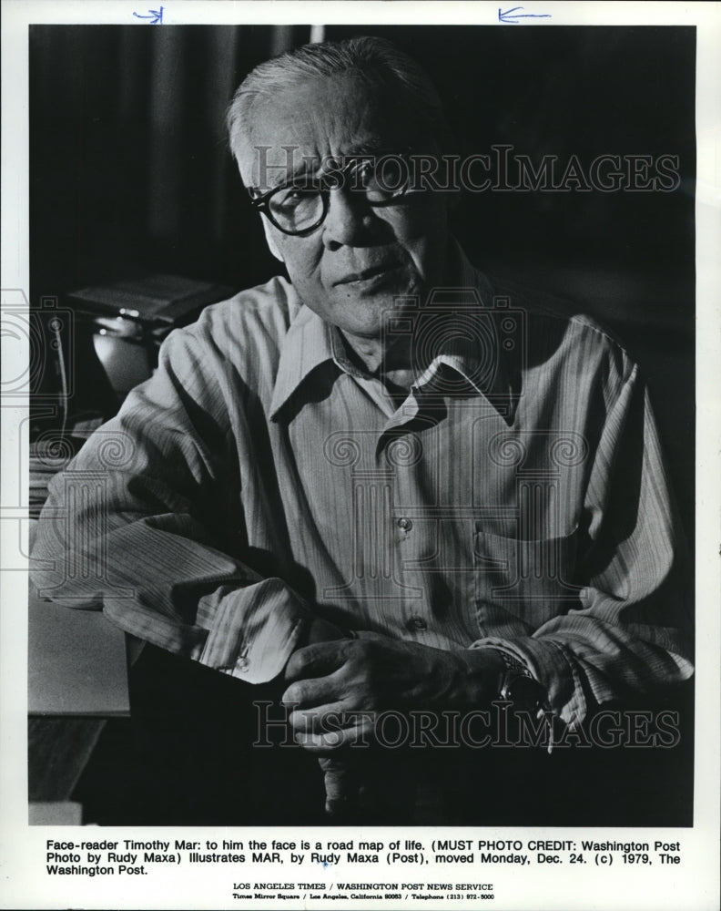 1979 Press Photo Timothy Mar face reader says face is road map of life - Historic Images
