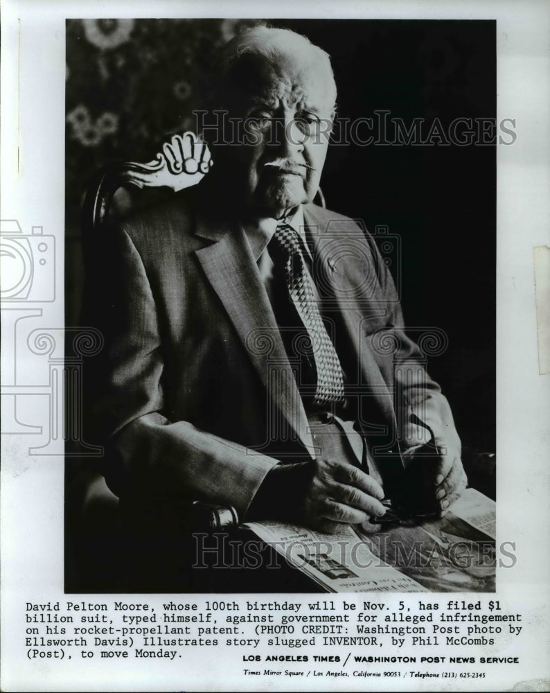 1977 Press Photo David Pelton Moore whose 100th birthday will be Nov 5th has - Historic Images