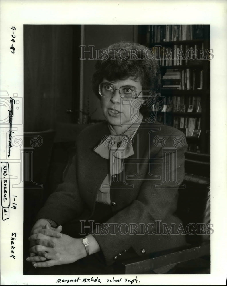 1987 Press Photo Margaret Nichols Eugene School Superintendent teachers Strike - Historic Images