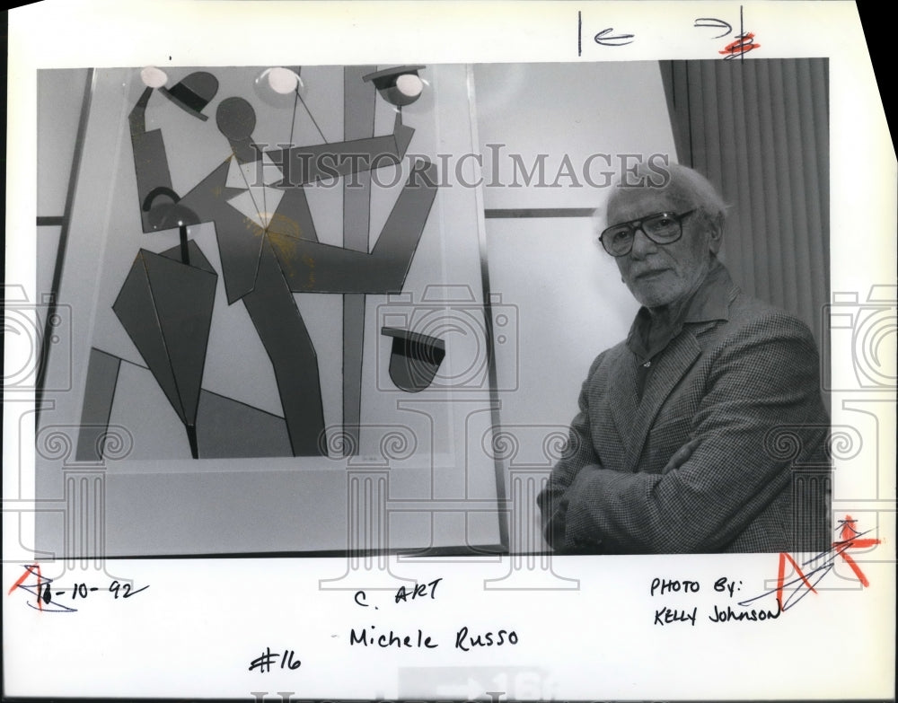 1992 Press Photo Next Century Artist Michele Russo shows his work unveiled