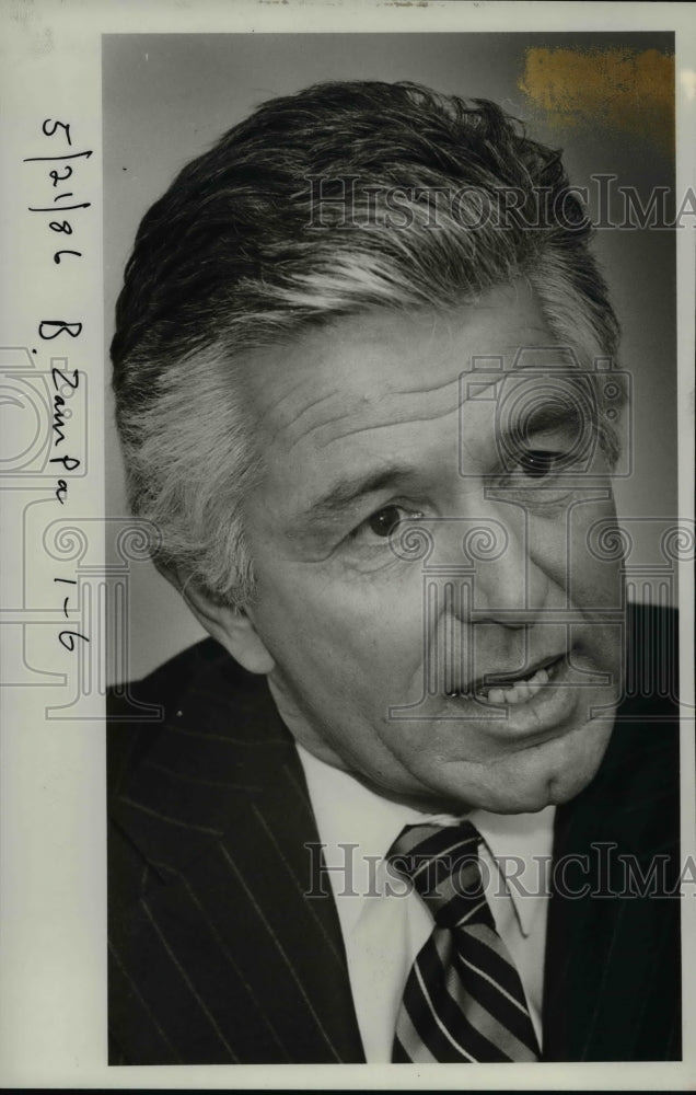 1986 Press Photo Edward G Zampa, whose company specializes in retail development- Historic Images