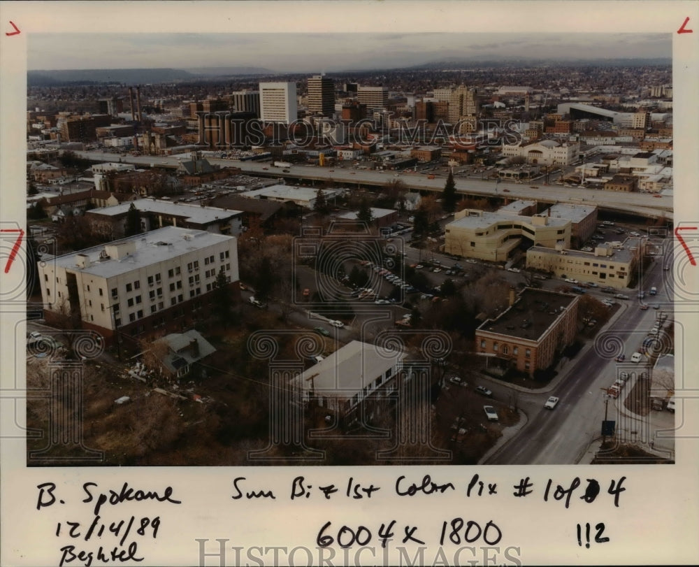 1989 Press Photo Spokane aerial view-Washington - orb58232- Historic Images