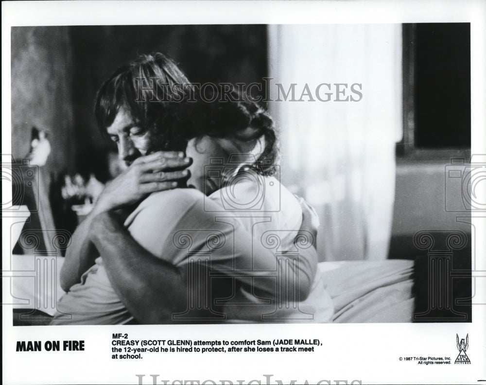 1987 Press Photo Scott Glenn as Creasy and Jade Malle as Sam in Man on Fire- Historic Images