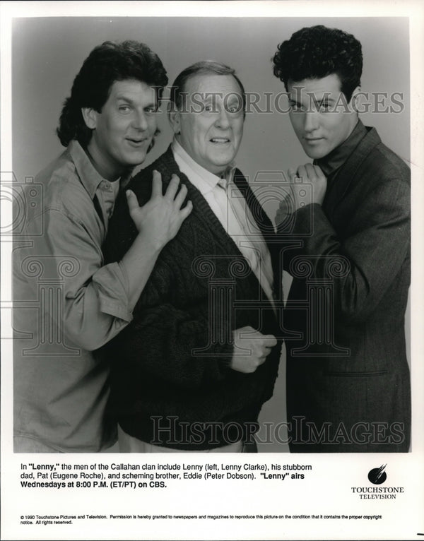 1990 Press Photo Lenny Clarke, Peter Dobson, Eugene Roche in Lenny ...