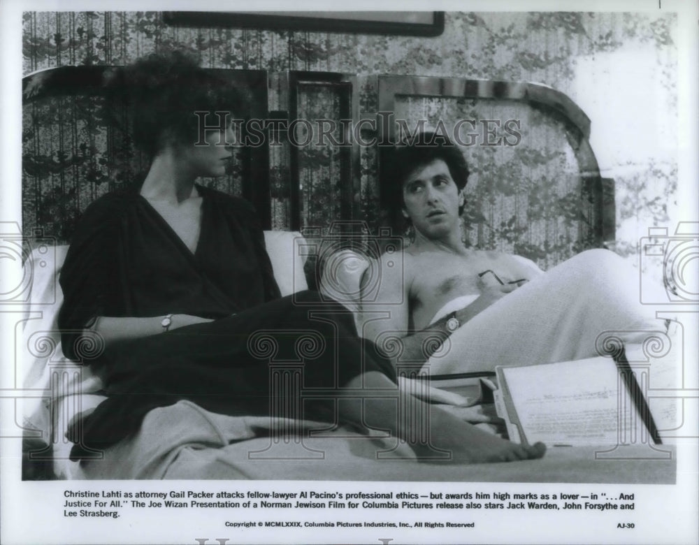 1979 Press Photo Christine Lahti and Al Pacino in And Justice For All - Historic Images