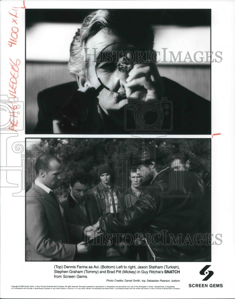 2000 Press Photo Dennis Farina Jason Statham Stephen Graham Brad Pitt -  Historic Images