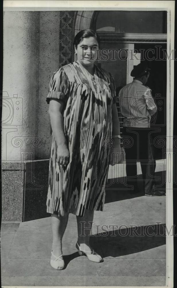 1961 Woman of Tashkent in printed dress, Russia-Historic Images