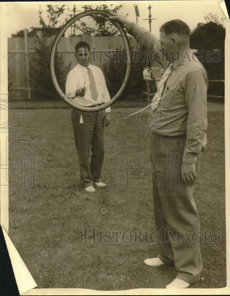 1936 Press Photo Tony Accetta &amp; Jack Smith with fishing equipment- Historic Images