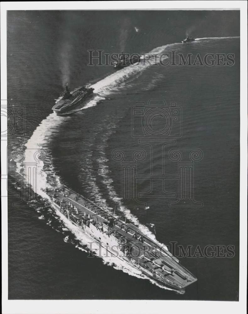 1957 Press Photo British Ships on Way to Meet Queen Elizabeth, Prince Philip - Historic Images