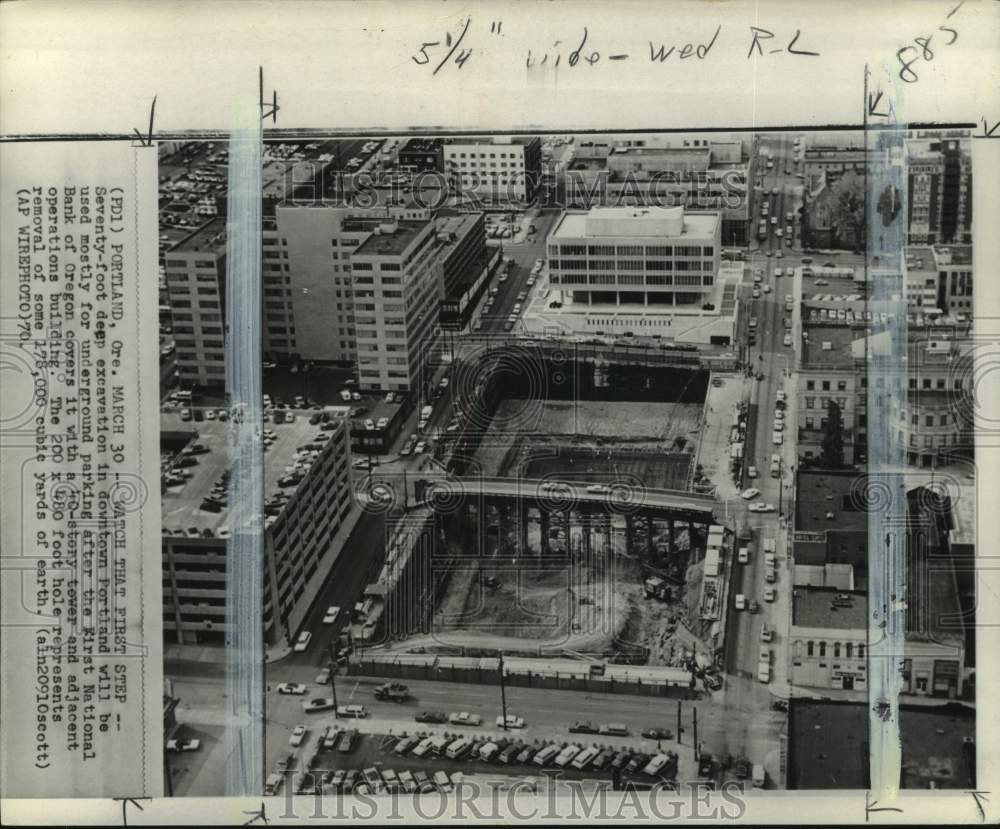1970 Construction of National Bank of Oregon  underground parking - Historic Images