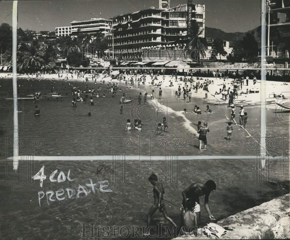 1962 Tourists at the Beach, Hotel and Resort, Acapulco, Mexico-Historic Images