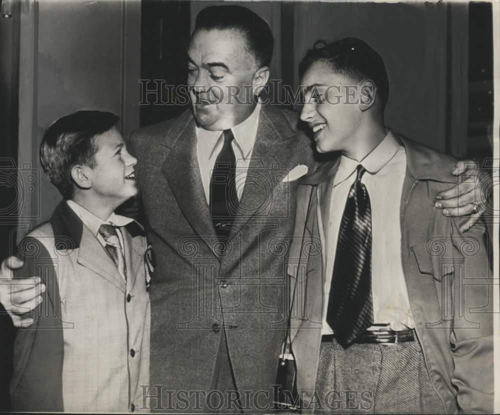 1950 FBI Director John Edgar Hoover meets young boys at office, DC-Historic Images
