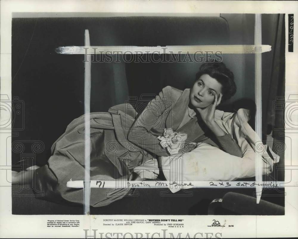 1950 Press Photo Dorothy McGuire stars in the comedy &quot;Mother Didn&#39;t Tell Me&quot;- Historic Images