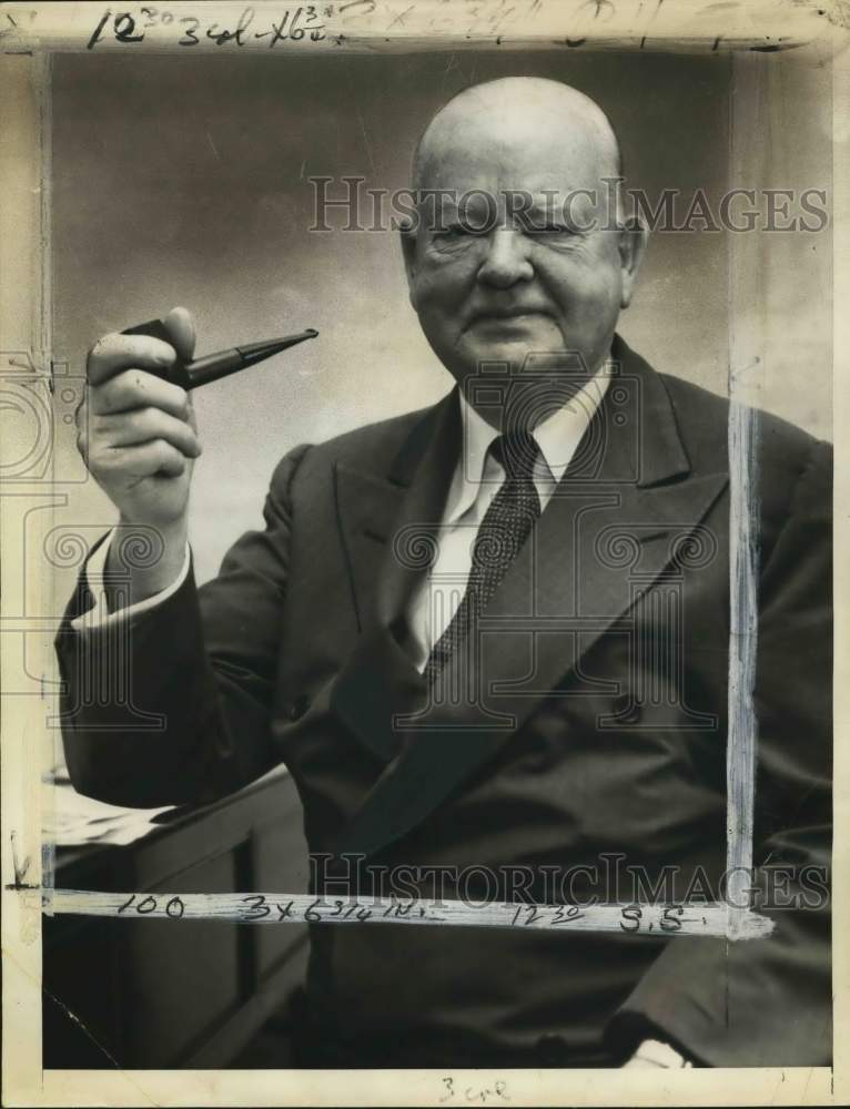 1954 Former President Herbert Hoover Poses with Smoking Pipe, IA-Historic Images