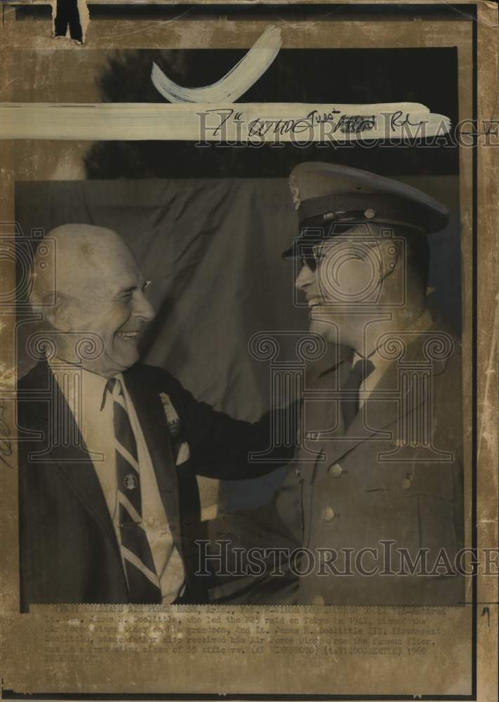 1969 Lt. Gen. James Doolittle pinned air force wings on his grandson-Historic Images