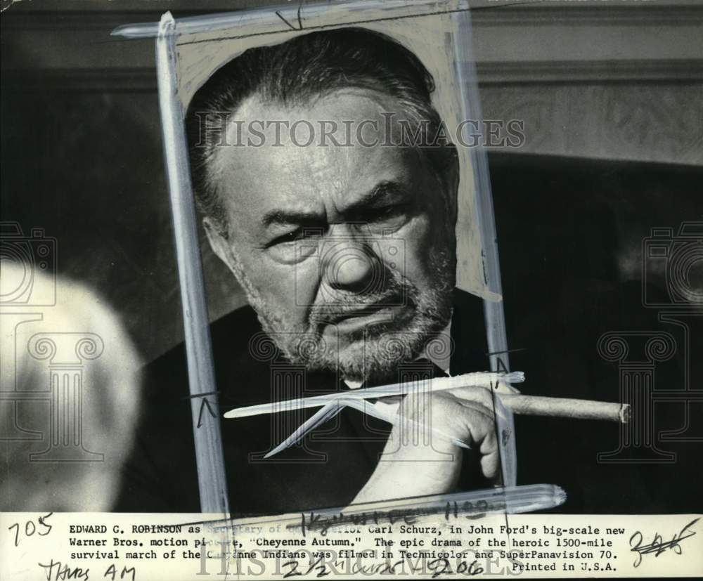 1965 Press Photo Actor Edward G. Robinson, &quot;Cheyenne Autumn&quot; - pio05631- Historic Images