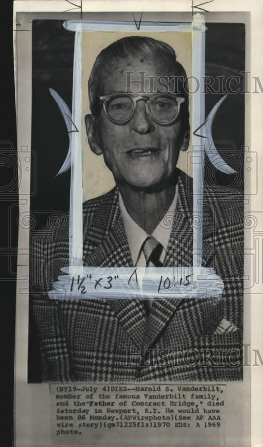 1969 Harold S. Vanderbilt, "Father of Contract Bridge"-Historic Images