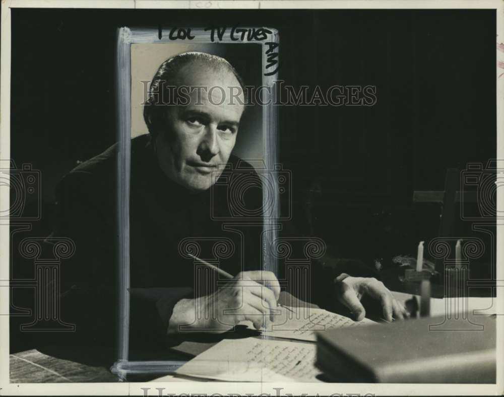 1963 Actor George Voskovek holds pen and paper-Historic Images