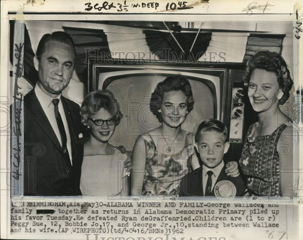 1962 Governor George Wallace & family, Birmingham, Alabama-Historic Images