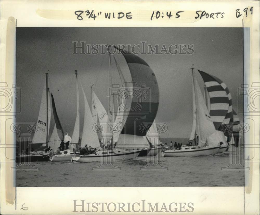 1972 Press Photo Sailboats during the Protection Island race on Puget Sound, WA - Historic Images