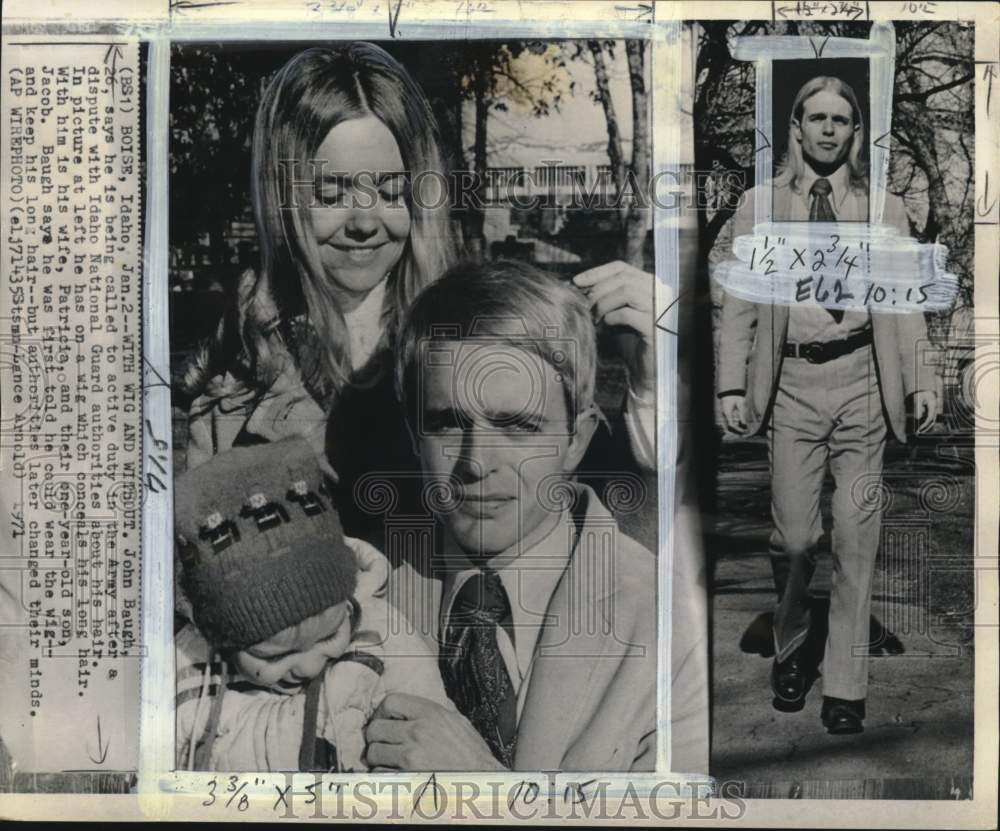 1971 Press Photo John Baugh &amp; family after National Guard hair dispute in Idaho- Historic Images