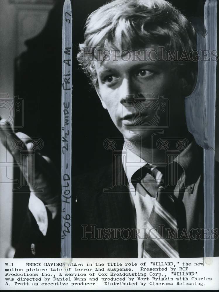 1971 Press Photo Actor Bruce Davison stars in "Willard" - pio23302- Historic Images