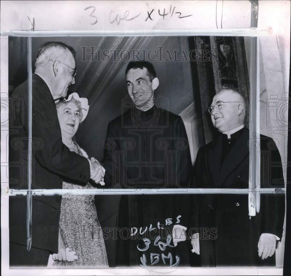 1956 Press Photo John Foster Dulles &amp; others at Father Avery&#39;s ordination in NY - Historic Images