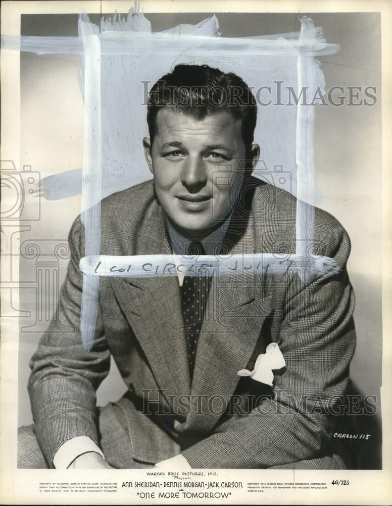 1946 Press Photo Actor Jack Carson stars in "One More Tomorrow" - pio26675 - Historic Images