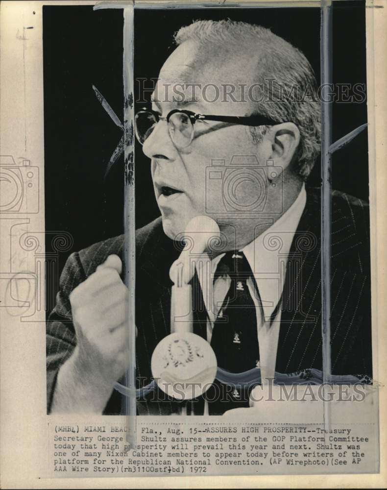 1972 Press Photo Treasury Secretary George Shultz before GOP Platform Committee- Historic Images