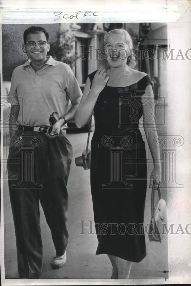 1956 Press Photo Bobo Rockefeller & Trans-Lux Pictures' Richard Brandt in Italy- Historic Images