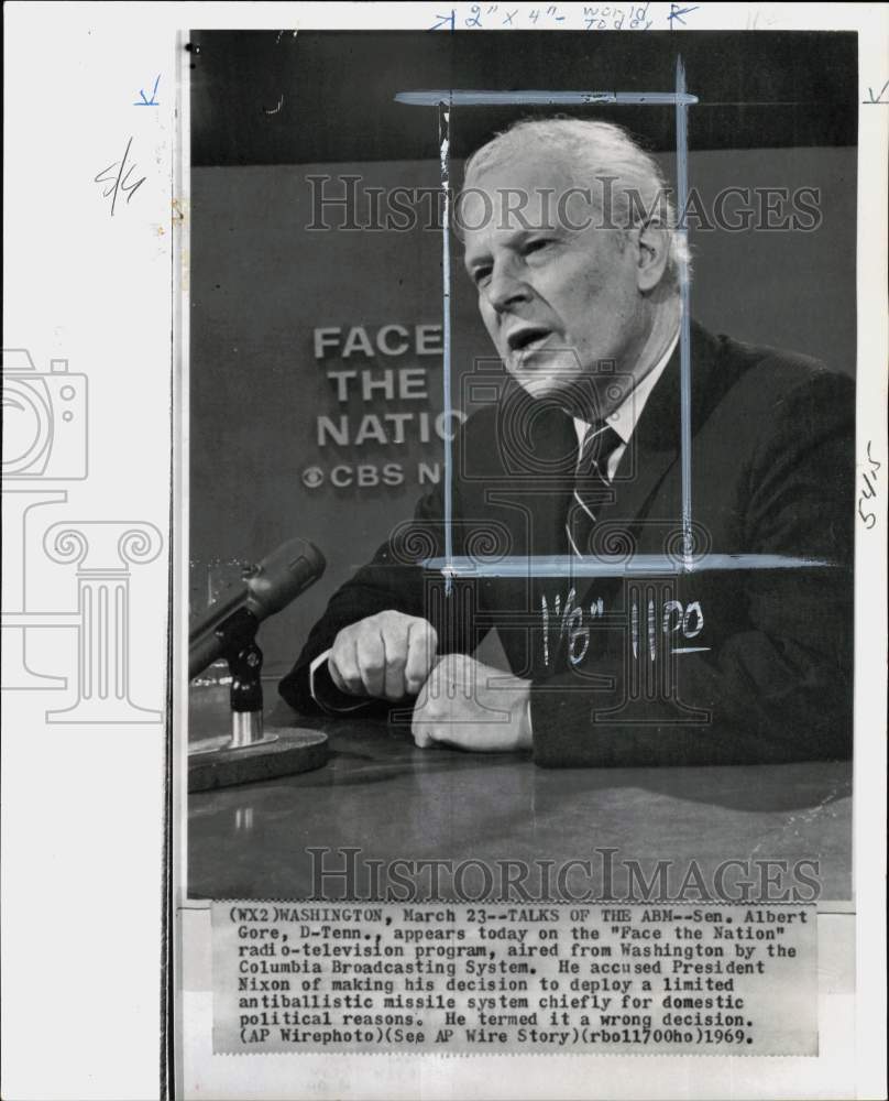 1969 Press Photo Senator Albert Gore on "Face the Nation" in DC - pio35701 - Historic Images