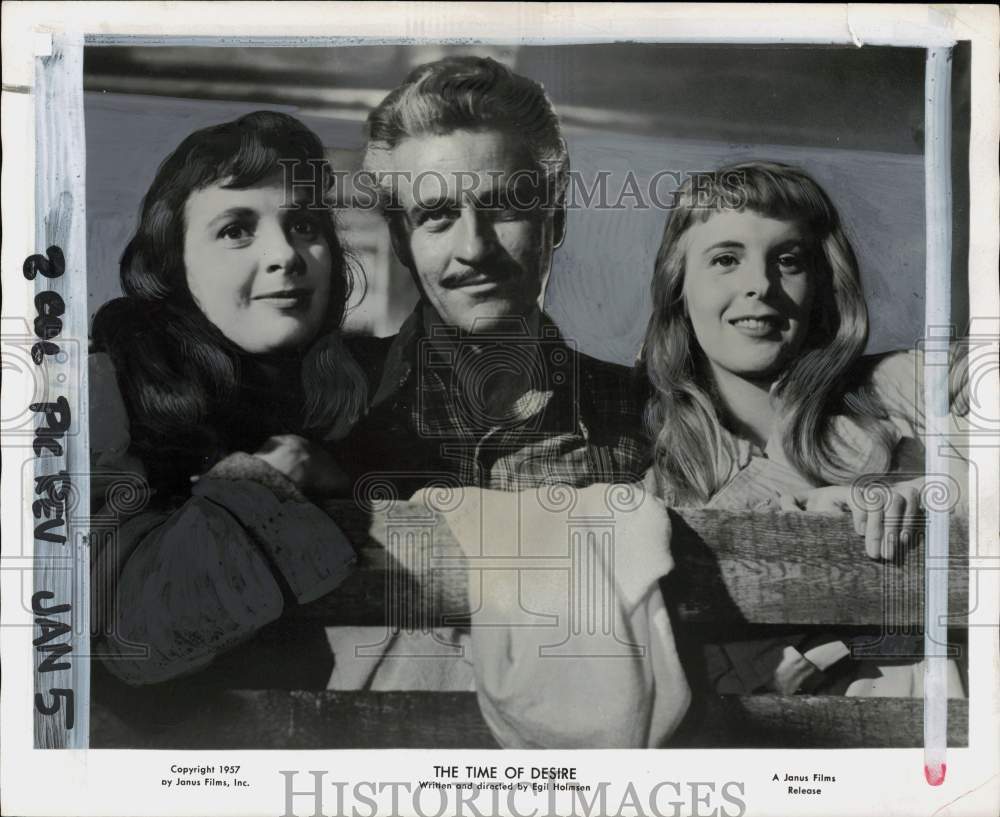 1957 Press Photo &quot;The Time of Desire&quot; Movie Scene - pio37384 - Historic Images