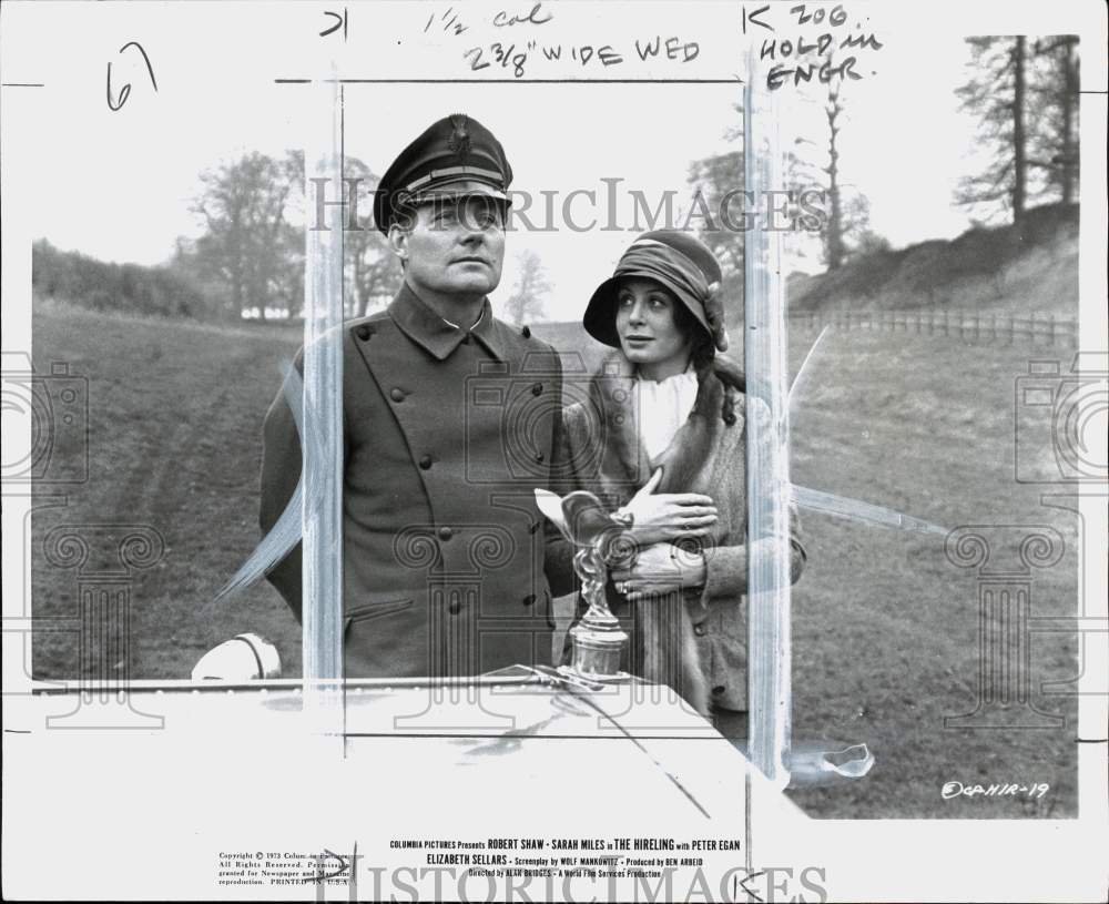 1973 Press Photo Actors Robert Shaw &amp; Sarah Miles star in &quot;The Hireling&quot;- Historic Images