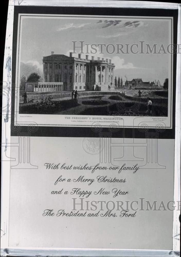 1974 Press Photo Christmas card chosen by President Gerald Ford &amp; wife- Historic Images