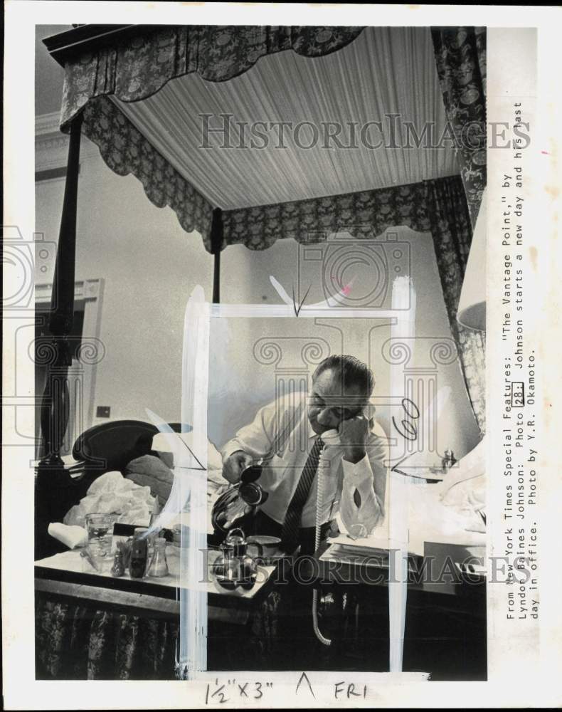 1971 Press Photo President Lyndon Baines Johnson starts his last day in office- Historic Images
