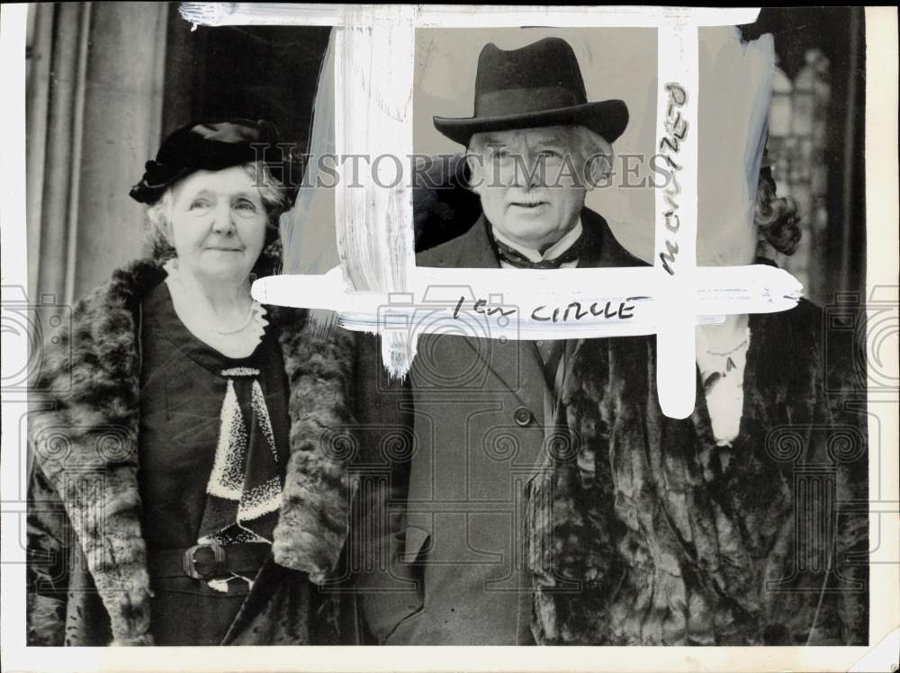 1936 Press Photo David Lloyd George &amp; family at Middlesex Guildhall in London - Historic Images