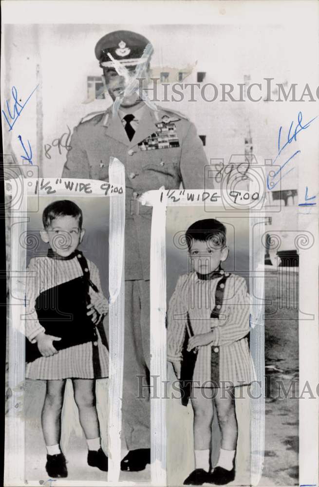 1966 Press Photo Jordan's King Hussein accompanies his sons to school in Amman - Historic Images