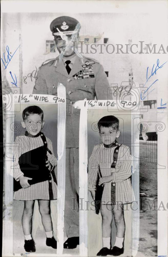 1966 Press Photo Jordan's King Hussein accompanies his sons to school in Amman - Historic Images