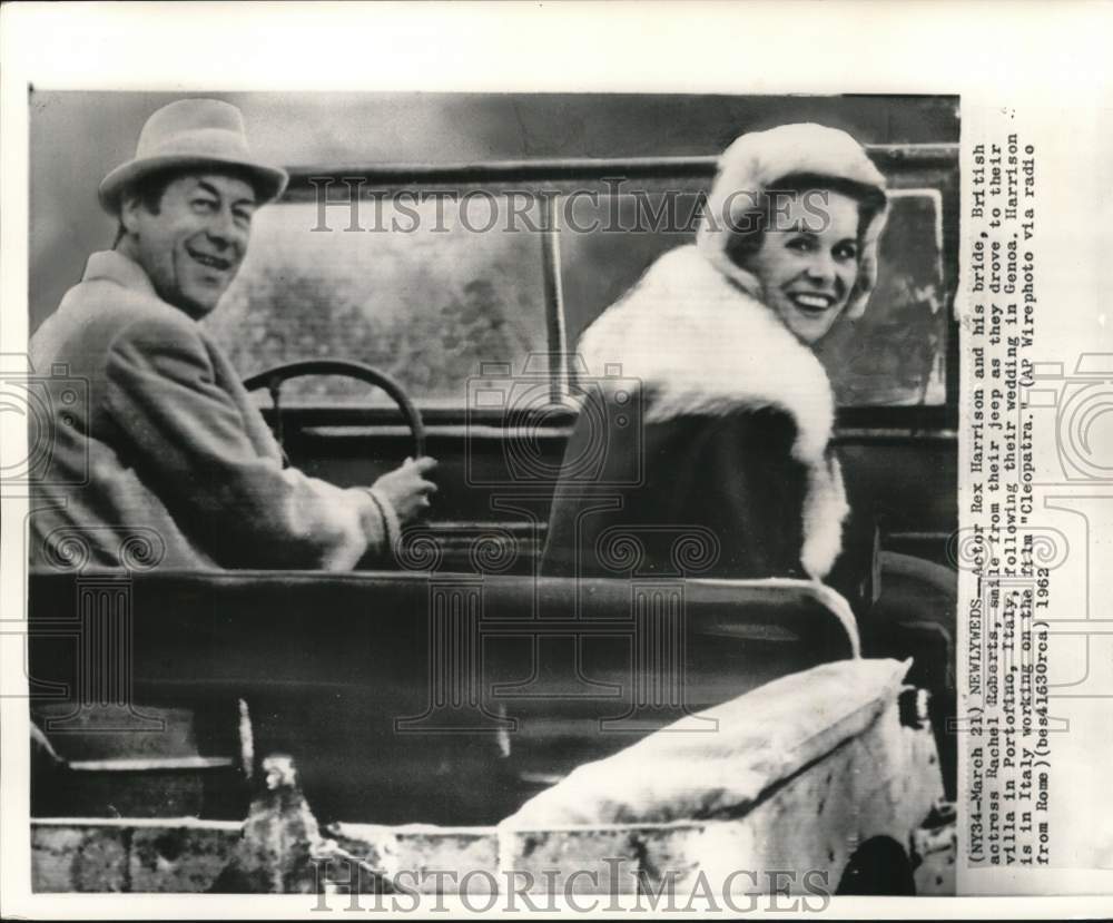 1962 Actor Rex Harrison & wife Rachel Roberts, Portofino, Italy-Historic Images