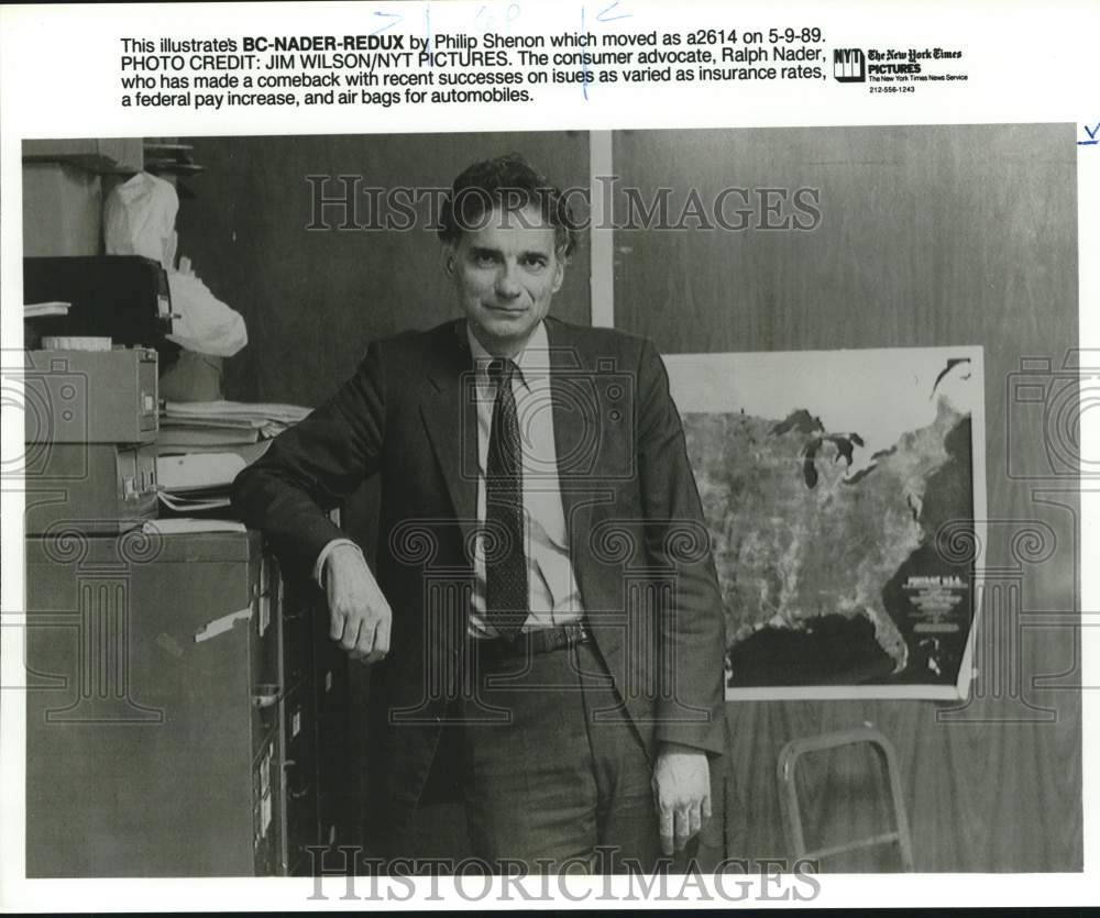 1989 Press Photo Consumer activist Ralph Nader - pip01351 - Historic Images