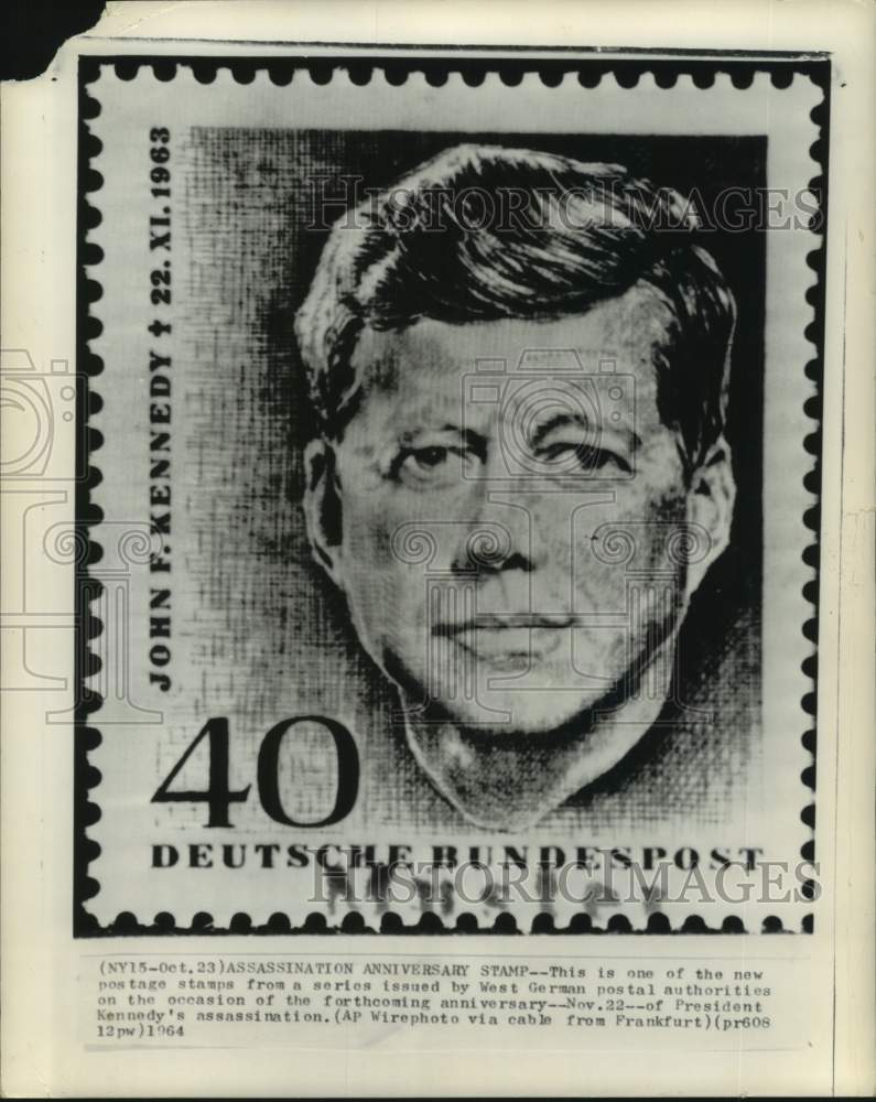 1964 John F. Kennedy West German Commemorative Postage Stamp-Historic Images